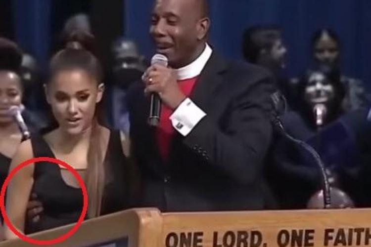 VIDEO VIRAL - Ariana Grande pipăită de un pastor la înmormântarea Arethei Franklin