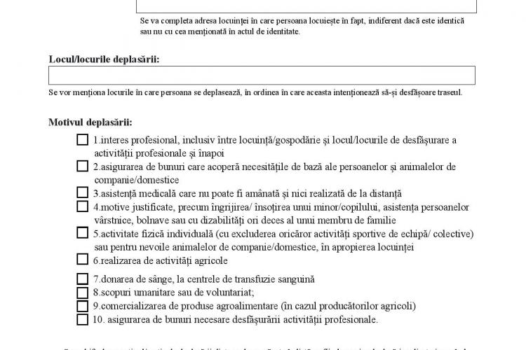 Cum arată NOUA declarație pe proprie răspundere necesară pentru a ieși din casă