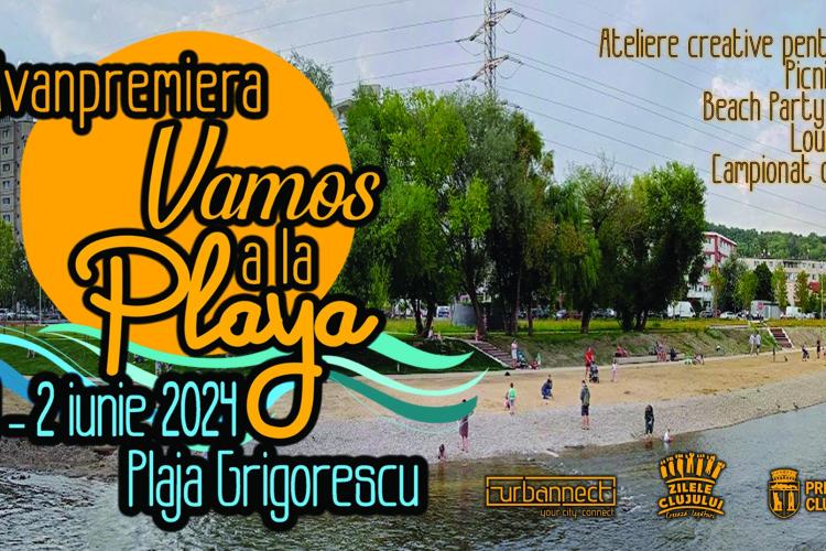 Clujeni, pregătiți-vă de plajă urbană și Beach Party! În 1 iunie 2024 se deschide sezonul Vamos a la Playa pe plaja din cartierul clujean Grigorescu