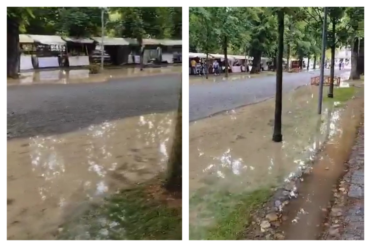 VIDEO. Parcul Central, inundat după furtuna violentă de astăzi. Codul Galben de ploi a făcut ravagii în Cluj