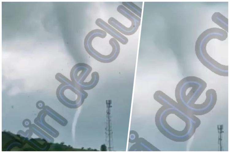 Tornadă spectaculoasă în Cluj! Imagini incredibile cu fenomenul care i-a fascinat astăzi pe localnicii din Răscruci, județul Cluj- VIDEO 