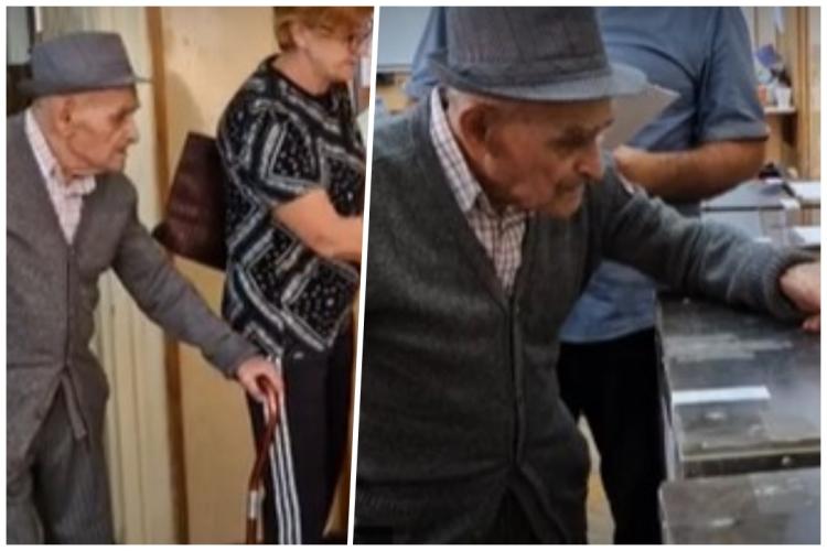 Exemplu de urmat: Un clujean în vârstă de 108 ani a ieșit astăzi la vot! Bărbatul a luptat pe front în cel de-al doilea război mondial  - VIDEO 