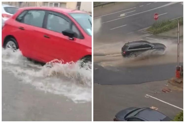 Litoralul de la Cluj! Străzile au fost inundate iar, după ploaia puternică de duminică. Ce zone sunt afectate  - VIDEO 