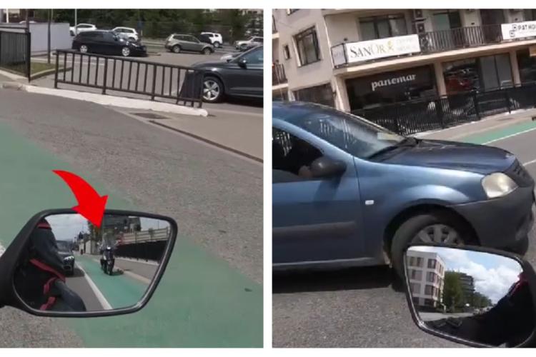 Șoferiță cu scuterul pe pista de biciclete și șoferi care nu acordă prioritate sunt doar câteva ,,exemple de «normalitate» în traficul clujean” - VIDEO