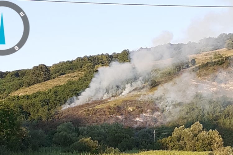 Incendiu de vegetație într-o comună clujeană! Flăcările au cuprins un hectar de teren - FOTO 