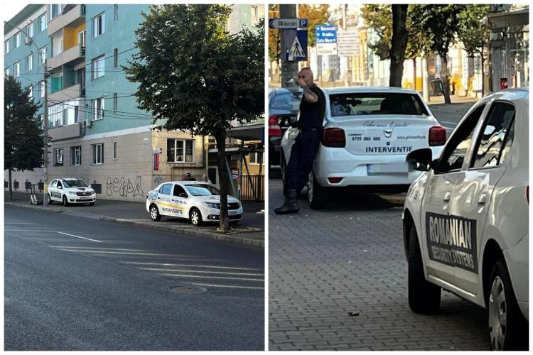 Mașinile unei firme de pază, parcate fără nicio jenă pe trotuarele din Cluj: ,,Parchează pe trotuar, trec pe roșu, staționează în intersecții” - FOTO 