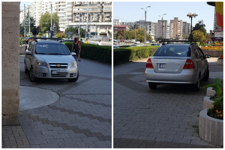 Un șofer ingenios și-a făcut ,,parcare privată” în Mărăști! Clujeanul s-a asigurat să-și lase mașina la umbră - FOTO 