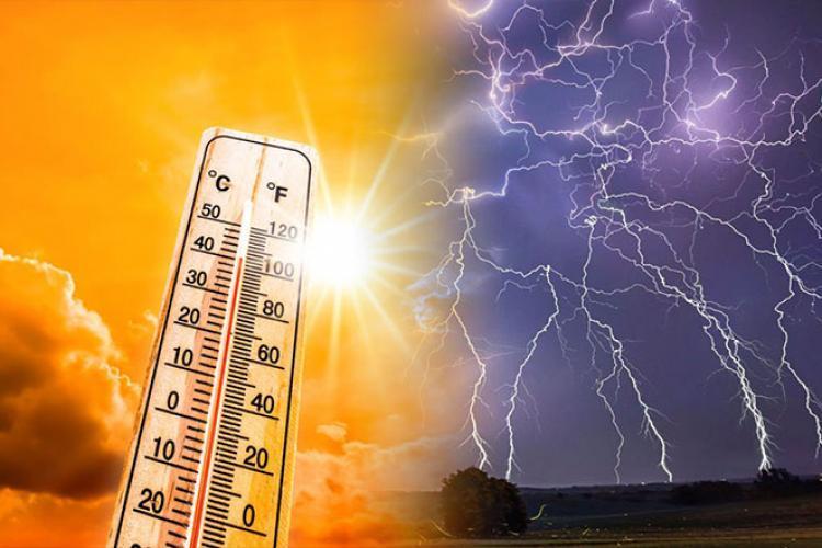 Clujul, împărțit între temperaturi extreme și vreme rea! Meteorologii anunță COD GALBEN de caniculă și COD GALBEN de ploi torențiale