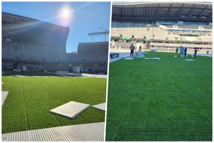 Care este starea gazonului de pe Cluj Arena, după UNTOLD. Se lucrează contracronometru pentru a pregăti terenul pentru meciul Universității Cluj