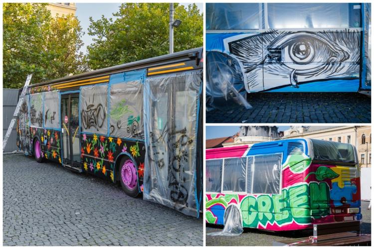 Două autobuze CTP, transformate în opere de artă de tineri talentați, vor circula pe străzile Clujului! Vezi cum arată - FOTO 