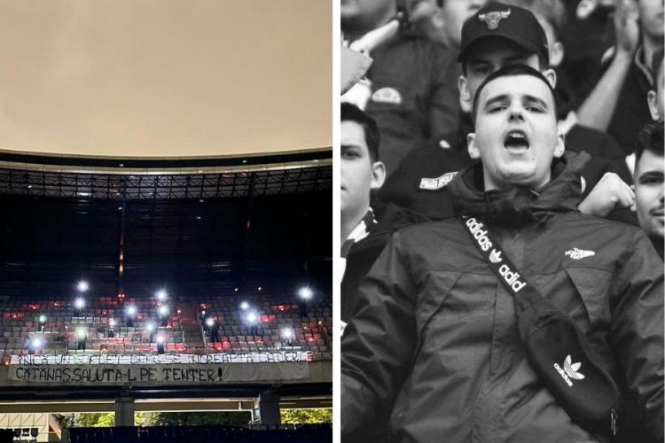 VIDEO. Sute de candele aprinse în memoria lui Alex Cățănaș, pe Cluj Arena. Suporterii U Cluj i-au scandat numele pe stadion/Când are loc înmormântarea