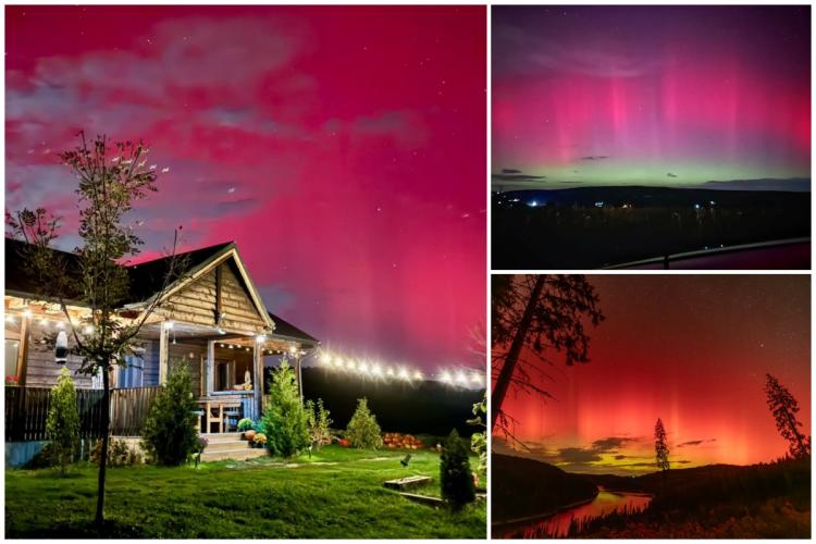 Cele mai frumoase fotografii cu aurora boreală din Cluj! Cerul a fost ,,pictat” în nuanțe de roșu și roz - FOTO 