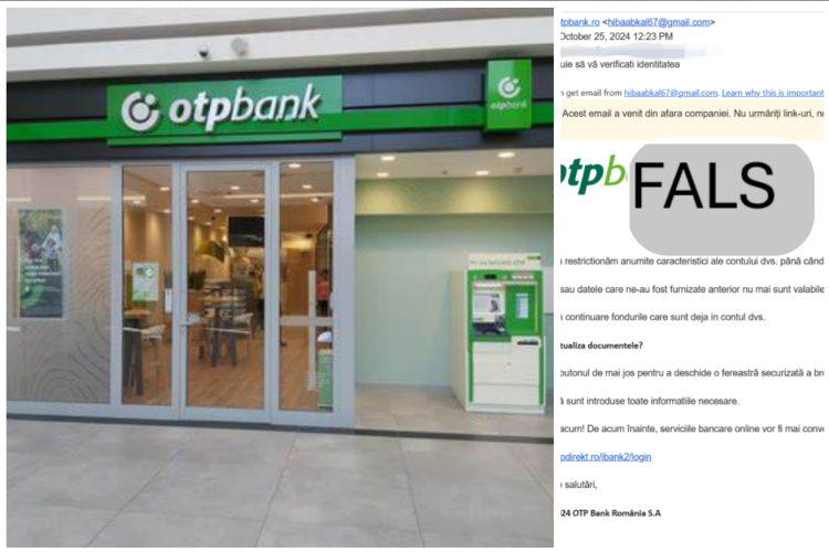 Escroci online lovesc Clujul: Mesaje false OTP Bank circulă pe adresele angajaților din mai multe companii din Cluj și cer date personale 