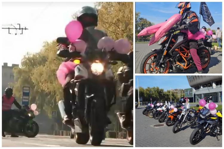 Cine zice că nu poți fi bărbat adevărat și în TUTU de balerină? Motociliștii clujeni au făcut senzație prin Cluj, îmbrăcați în tutu-uri roz pe motociclete 