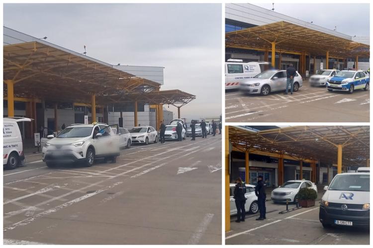 Taximetriștii de la Aeroportul Cluj-Napoca, amendați, în sfârșit, la sânge de polițiști: Ploaie de amenzi și sancțiuni! FOTO