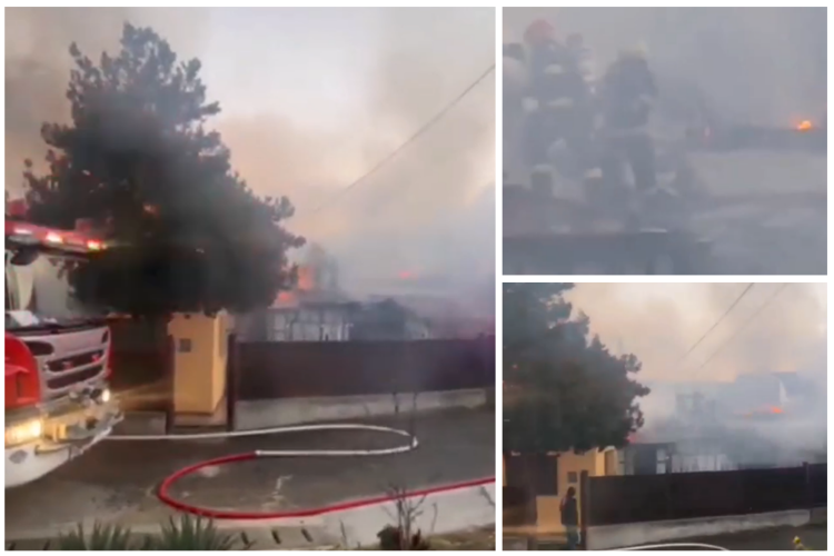 VIDEO Imagini DRAMATICE cu flăcările de neoprit ce au distrus casa unor clujeni din Feleacu, filmate chiar de proprietar. De la ce a pornit incendiul