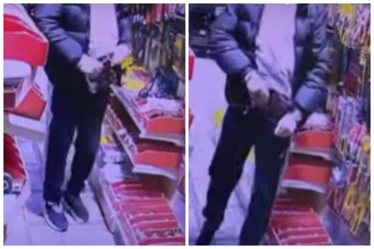 Clujean, prins la furat într-un magazin! Și-a băgat ,,prada” în lenjeria intimă și a plecat liniștit. Camerele de supraveghere au surprins totul - VIDEO