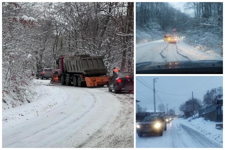 Derdeluș pe drumurile din Cluj! Șoferii au rămas blocați pe străzi din cauza gheții: ,,Oglindă pe jos” - FOTO și VIDEO 