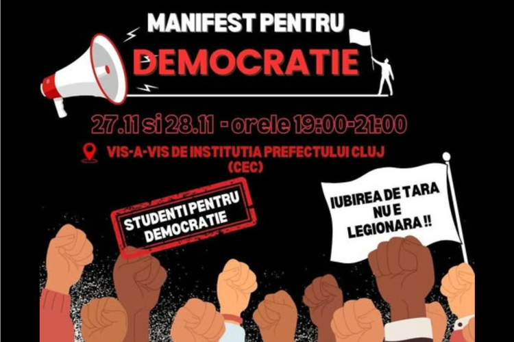 Clujul se unește! Studenții anunță proteste pentru democrație: „Iubirea de țară nu e legionară”