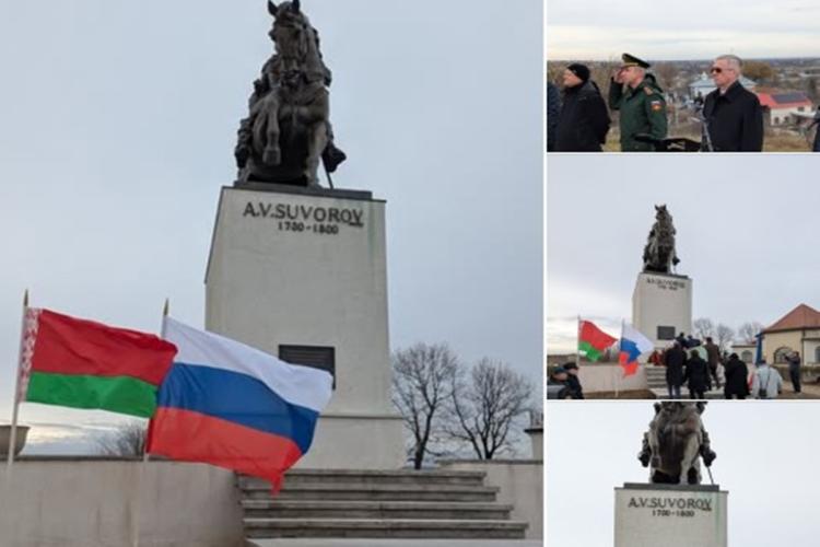 FOTO. Steagurile Rusiei și Belarusului, arborate lângă un monument istoric din România, în plină campanie electorală