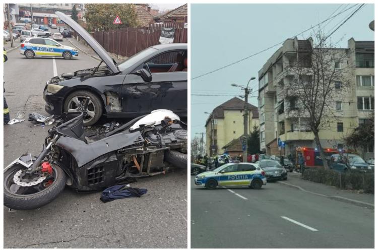 Cum s-a produs accidentul de pe strada Siretului din Cluj-Napoca, în urma căruia un motociclist a ajuns la spital/Tânărul a fost izbit de o mașină