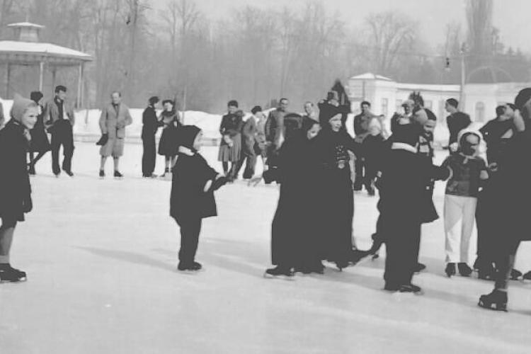 ,,Patine care se prindeau de talpa bocancilor”. Clujenii au devenit nostalgici la vederea unei fotografii cu lacul înghețat din Parcul Central