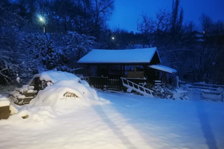 Peisaj feeric de iarnă la Cluj! În curțile clujenilor s-a așezat deja un strat gros de zăpadă - FOTO