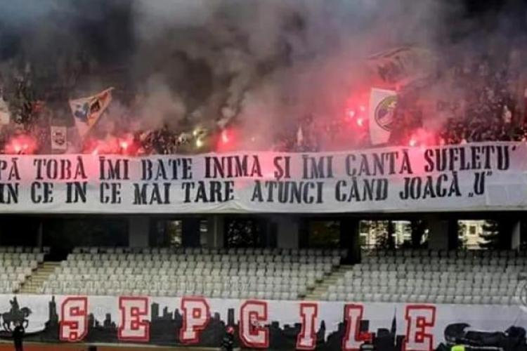 Peluza Șepcile Roșii aprinde spiritele înaintea derby-ului dintre „U” Cluj și CFR Cluj: „Când veniți la noi, plângeți. Voi nu existați”