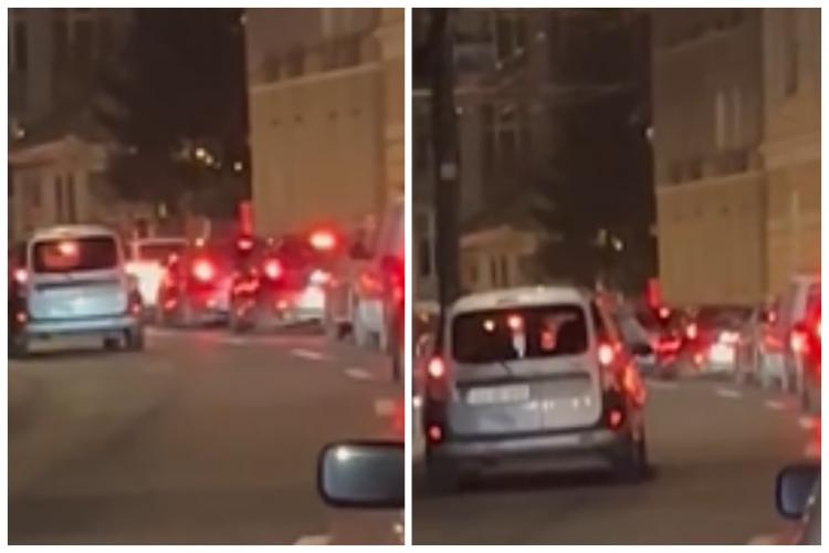 VIDEO: ,,Noi stăm ca proștii”- Un șofer a găsit o metodă ,,inedită’’ de a evita traficul din Cluj! A trecut liniștit pe lângă o coloană de mașini