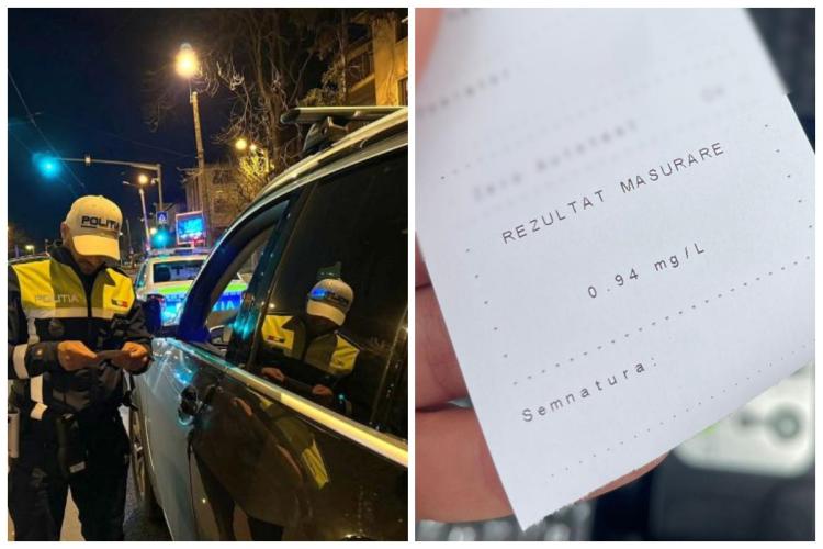 Teribilism pe drumurile din Cluj! Un șofer s-a urcat la volan după ,,câteva pahare”. Polițiștii l-au prins imediat 