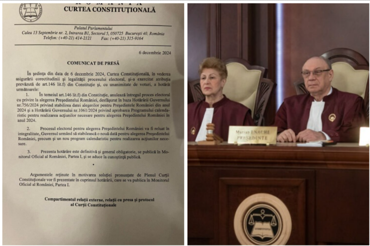 OFICIAL: Curtea Constituțională anulează turul 1 la alegerile prezidențiale: Procesul electoral se va relua de la zero