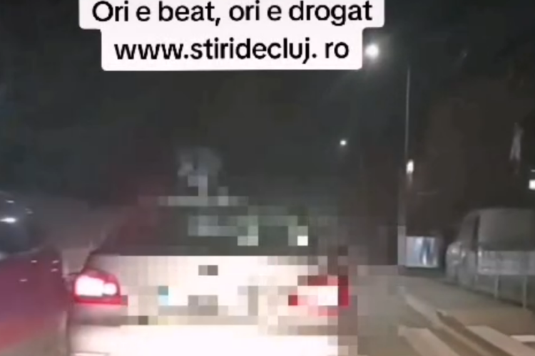 Șofer cu BMW filmat în Florești, ce pare beat sau drogat la volan, prins de polițiști. Era extrem de băut, a refuzat să i se ia probe, e internat VIDEO