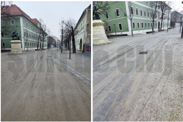 Strada Kogălniceanu, mândria Clujului, din nou plină de noroi! Evident, nu înțelegem noi viziunea arhitectului: „Experimente pe bani publici?” FOTO