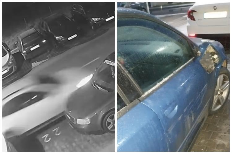 Un șofer trezit cu mașina făcută praf după ce a parcat pe o stradă din Cluj! A rămas fără oglindă. Totul a fost surprins de camerele de supraveghere -VIDEO